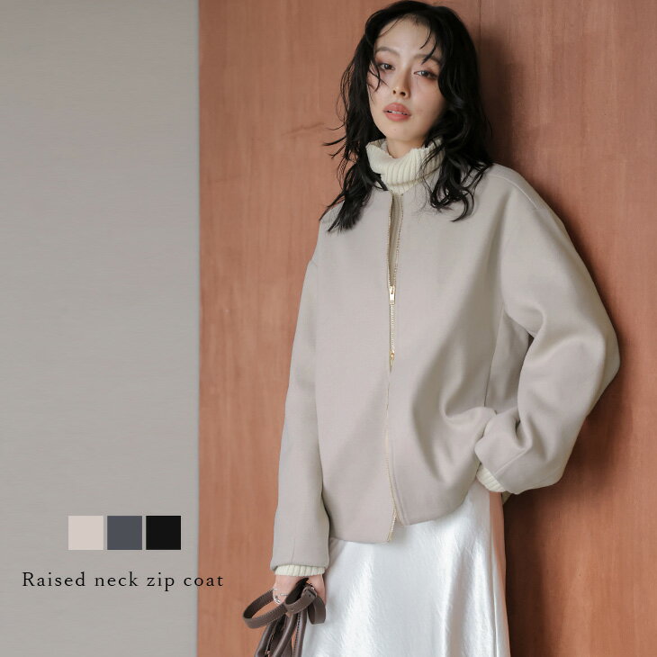 【半額クーポン対象】コート ジップコート ダブルジップ ノーカラー アウター 羽織り シンプル キレイめ 上品 デート オフィス レディース おすすめ おしゃれ フリーサイズ 2025秋冬新作【lsotaw25-1735】【予約販売：12月4日入荷予定順次発送】【送料無料】宅込のサムネイル