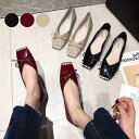 パンプス ぺたんこ レディース フラット 美脚 シューズ ロ...