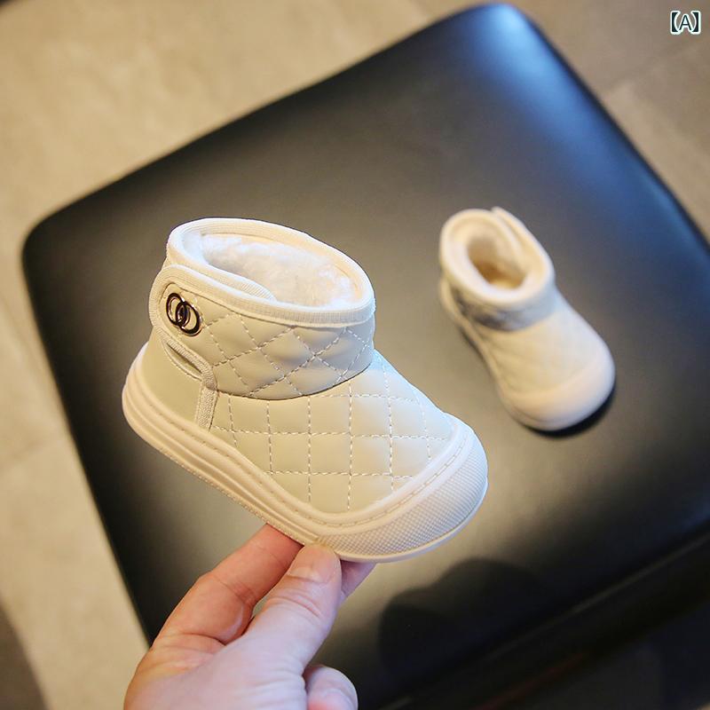 スノーブーツ ベビー 幼児 ボア 暖かい 女の子 赤ちゃん 綿 靴 冬 柔らかい底 シューズ 男の子 おしゃ..