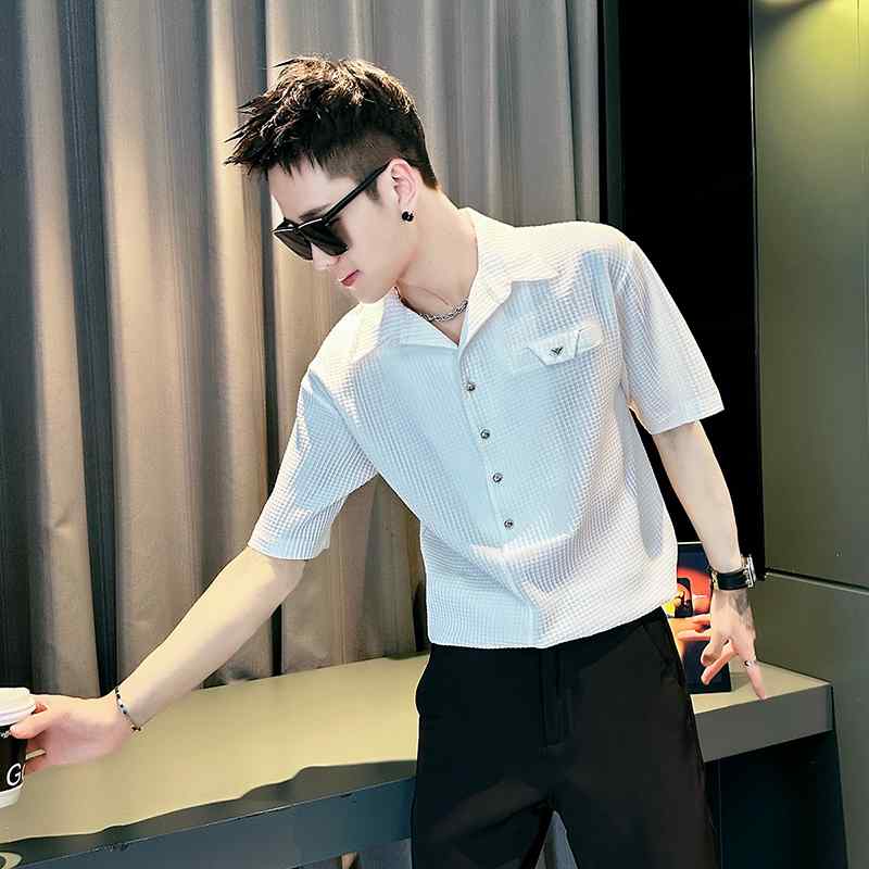 シャツ ポロシャツ 夏 カジュアルシャツ メンズ 半袖 ハイエンド クール 薄手 シンプル カジュアル おしゃれ クール レジャー リゾート 休日 デイリー タウンユース(4)