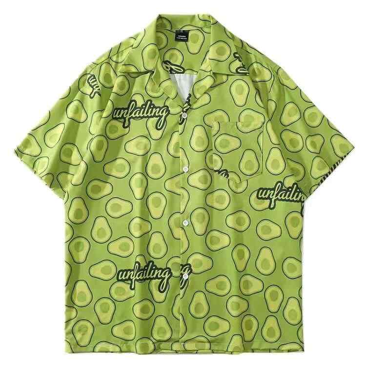 メンズ シャツ アボカドプリント 大きいサイズ アロハシャツ ゆったり 夏 半袖 カジュアル クール おし..