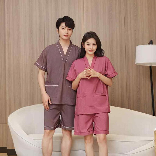 サウナ服 パジャマ ルームウェア カップルウェア ユニセックス お揃い ペアルック 温泉 マッサージ スパ リラックス リラクゼーション 部屋着 通気性 サウナ服 パジャマ ルームウェア カップルウェア ユニセックス お揃い ペアルック 温泉 マッサージ スパ リラックス リラクゼーション 部屋着 通気性