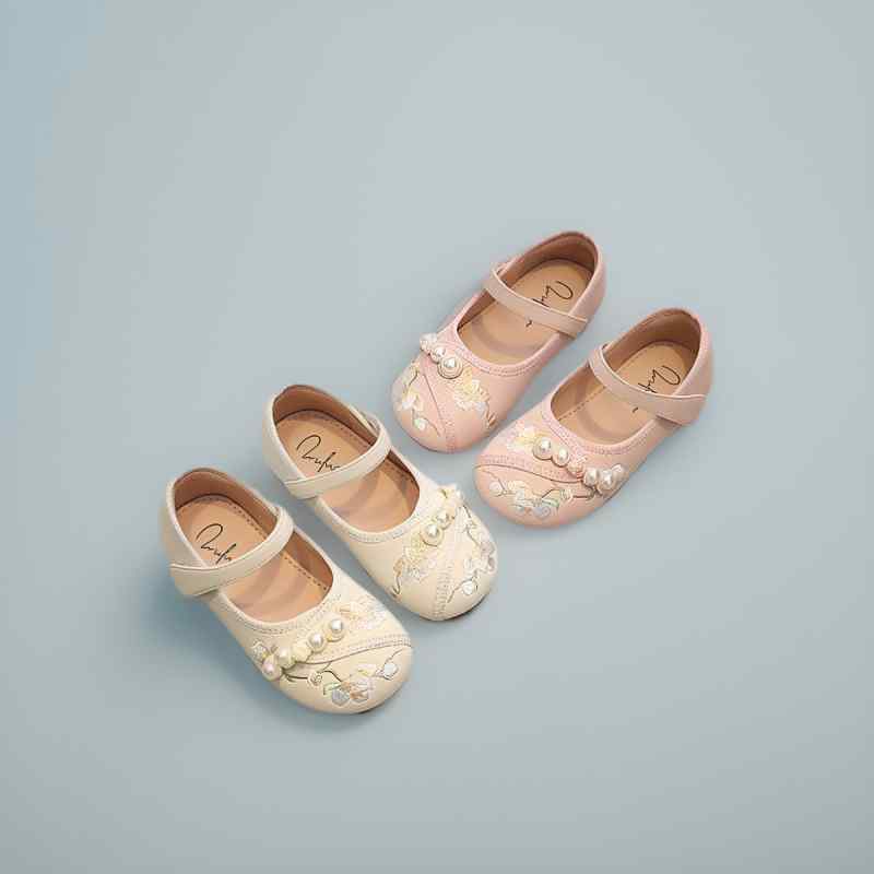 子供靴 女の子 靴 子供用 漢服 チャイナ風 プリンセス シューズ シンプル おしゃれ 華やか パール 装飾 軽量 滑り止め
