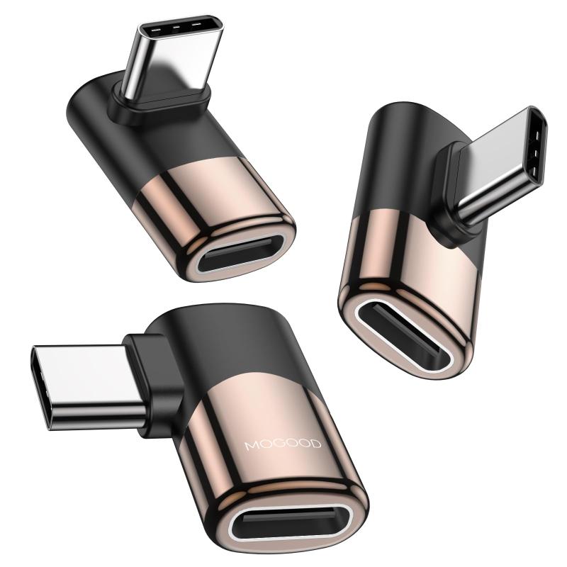 MOGOOD USB C 90 度アダプター 3-in-1 USB C エクステンダー直角 USB C アダプター アダプターSteam Deck Switch ノートブック タブレットおよび携帯電話アクセサリー用