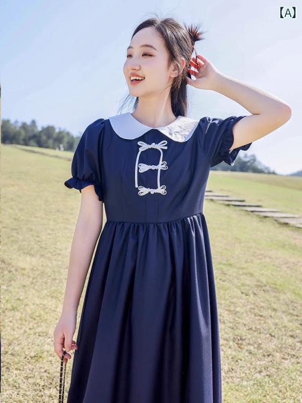 ワンピース フェミニン レディース ガールズ チャイナ風 ドレス 夏 スタイル 女の子 スカート おしゃれ きれいめ シンプル 快適 エレガント