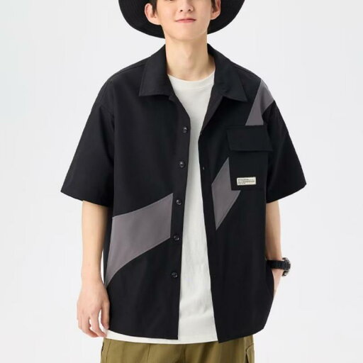 トップス 男の子 大きいサイズ 半袖 コントラストシャツ 夏 韓国 大柄 ティーンエイジャー向け カジュアル シャツ ーバーサイズ 快適 軽量 トレンド モダン トップス 男の子 大きいサイズ 半袖 コントラストシャツ 夏 韓国 大柄 ティーンエイジャー向け カジュアル シャツ ーバーサイズ 快適 軽量 トレンド モダン