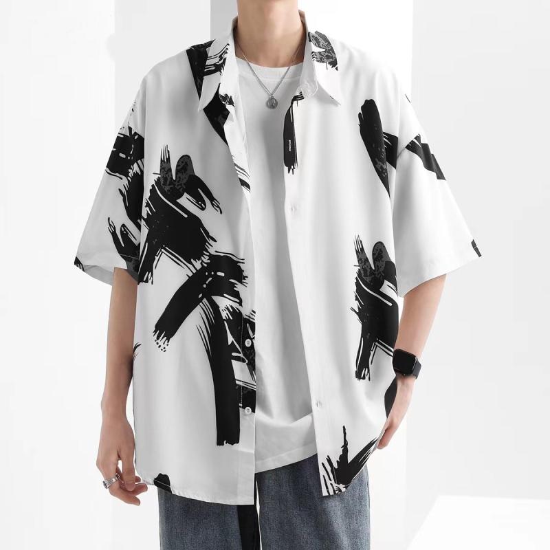 トップス チャイナ風 冷感シャツ メンズ 大きいサイズ 半袖 夏 黒 大柄 ジャケット シャツ ドレープ トップ サマーウェア 涼感 カジュアル