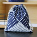 レディース 巾着袋 和装小物 ポーチ 青 朱赤 金箔 紺 収納袋 綿 コットン 綿麻 3サイズ 大中小 SML 波 扇波 パターン柄 ツリー柄 森林 麦穂柄 ポ...