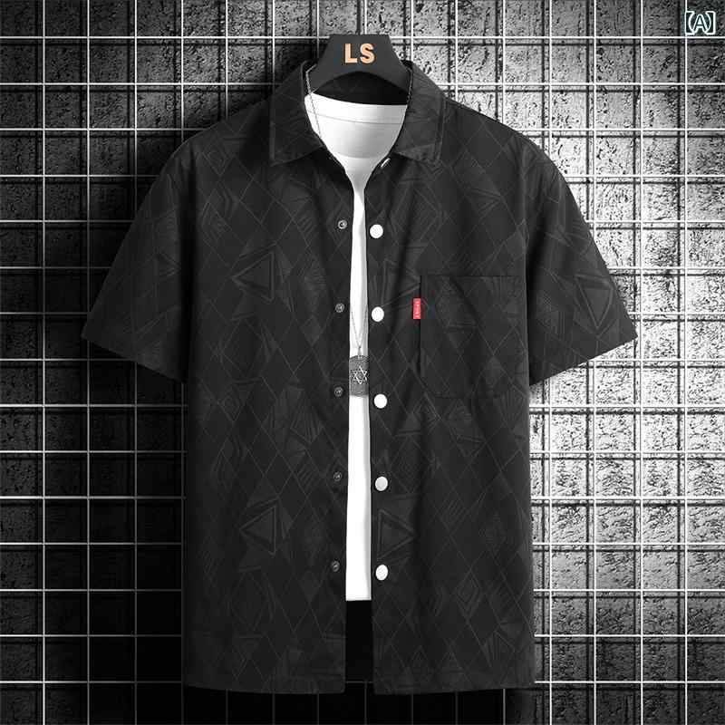 半袖 シャツ 万能 メンズ 夏 カジュアル クール ハイエンド 軽量 スタイリッシュ ファッション ビッグサイズ