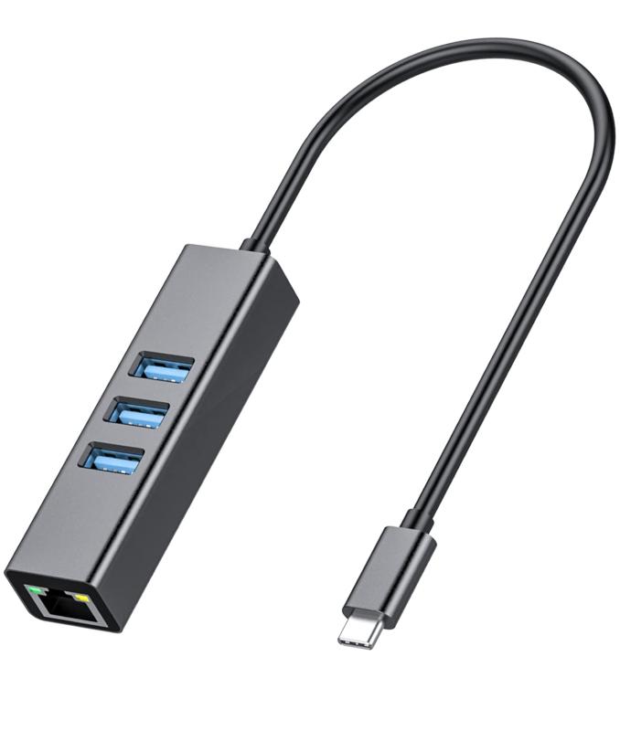 Ewise USBハブ 有線LANアダプター 【 USB LAN ハブ 4-in-1 】 ギガビット RJ45 [ 1000/100/10Mbps / USB3.0×3ポート ] 高速転送 Windows Mac Linux Chrome OS対応 【ア