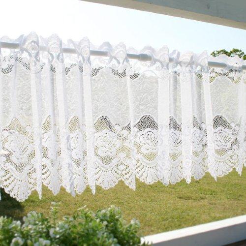 SunnyDayFabric カフェカーテン ブローシェローズ レース ローズ