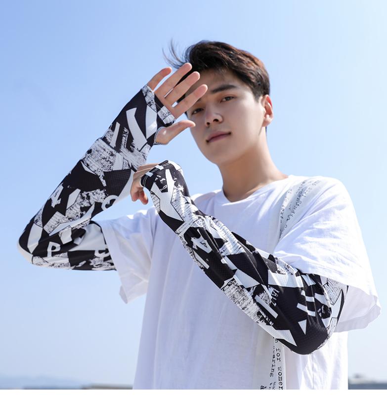 アームスリーブ ファッション ロング 日焼け防止 メンズ ひんやりスリーブ 快適 サイクリング アンチ紫外線 夏