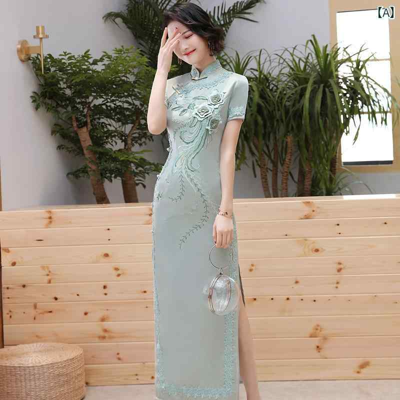 レディース チャイナドレス 高級感 中華風 レトロ ノスタルジック 伝統的 エレガント モダン フェミニン 優雅 刺繍