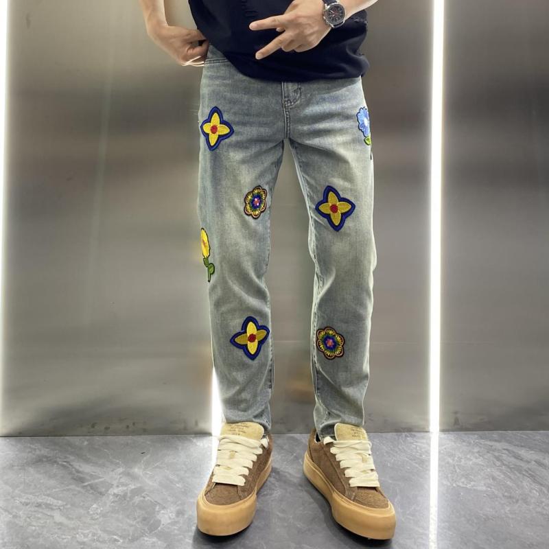Climbing Pants - ジーンズ ジーパン 秋冬 アメリカン 花びら 刺繍 個性 ストレート メンズ リラックス ゆったり 軽量 高級感 ロング パンツ