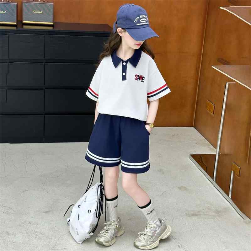 ポロシャツ プリーツスカート セットアップ 女の子 夏 スーツ 子供用 スタイリッシュ ポロカラー 半袖 子供用 ツーピース 小学生 中学生 ガーリー キュート おしゃれ カジュアル 通学 デイリー