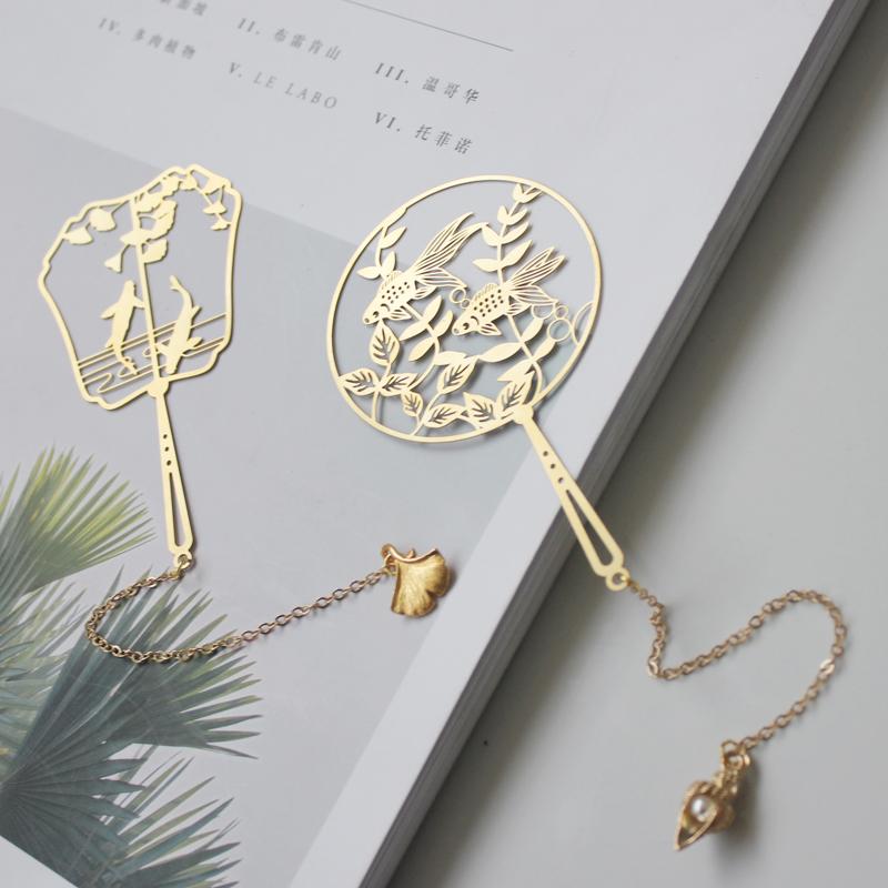 しおり ブック マーク 金魚 銀杏 鯉 おしゃれ 学生 金メッキ ギフト 中国 栞 小さい さわやか チャイナ風 レトロ タッセル