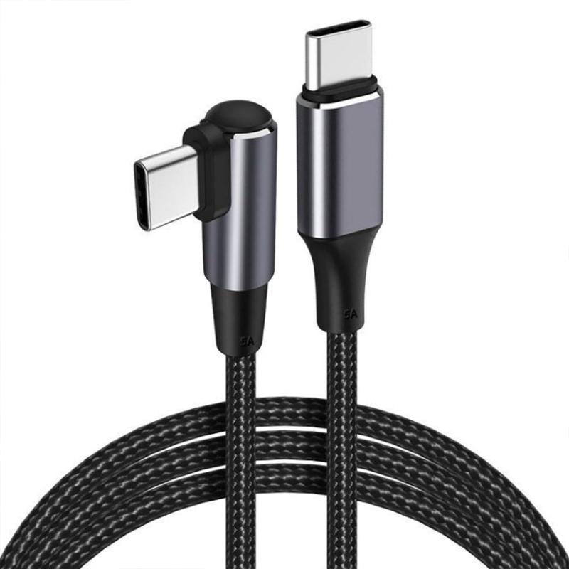USBケーブル Type-C L字型 90度 直角 100W 急速充電 PD対応 高速データ転送 480Mbps 高耐久 編み込みナイロン ノートPC タブレット スマホ デジタル端末