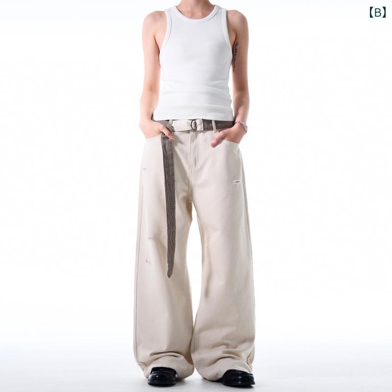 デニム ユニセックス パンツ アメリカン カジュアル アウトドア ストリート ロングズボン おしゃれ シンプル ポケット ヴィンテージ メンズ レディース