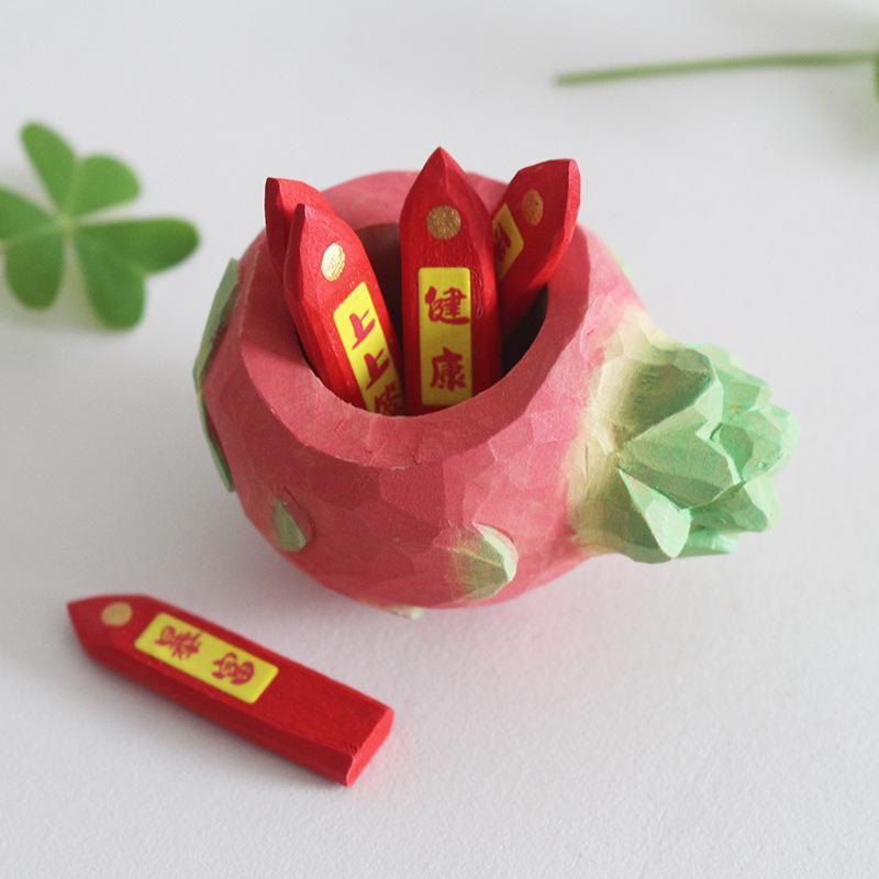 木彫り 置物 小物 卓上 装飾 ドラゴンフルーツ かわいい ユニーク ディスプレイ オーナメント スカルプ..