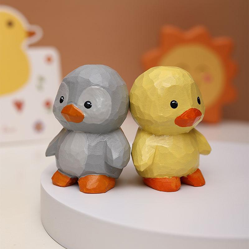 木彫り 置物 小物 アヒル ペンギン かわいい ミニチュア ユニーク インテリア 卓上 装飾 アート モダン..