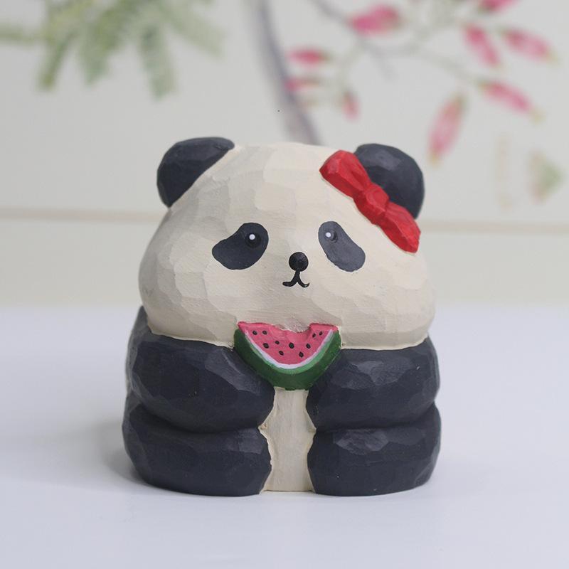 木彫り 置物 小物 パンダ アニマル 卓上 装飾 オーナメント インテリア ウッドクラフト 癒し かわいい ..