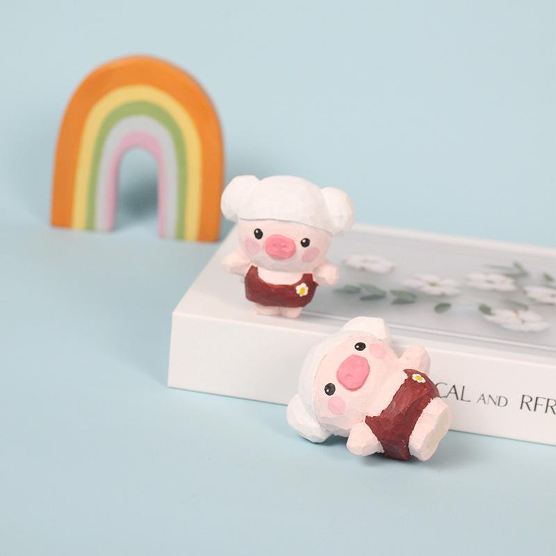 木彫り 置物 小物 子豚 かわいい ユニーク ミニチュア アニマル インテリア 卓上 装飾 オーナメント ス..