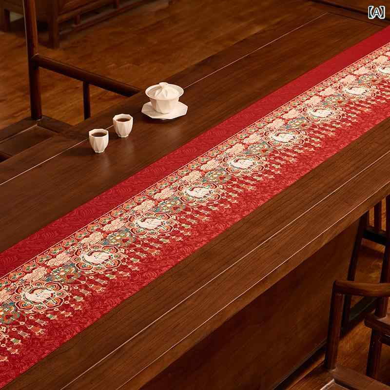 テーブルランナー センタークロス おしゃれ ライト 高級感 ハイエンド ティーテーブル 中国 茶卓マット..