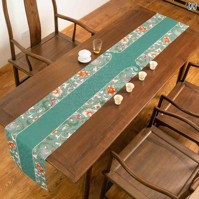 テーブルランナー センタークロス おしゃれ 緑の葉と花 中国 防水 ティーテーブル 高級感 テーブル モダンデザイン ロング テーブルクロス テーブルマット