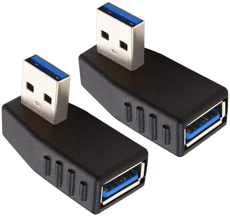 AGG 【2個セット】USB3.0アダプタ 方向変換 (右向き/左向き:2種類1セット) ノーマル type L 字型角度変換/変更 USBコネクタ (右L/左L) A26-2P