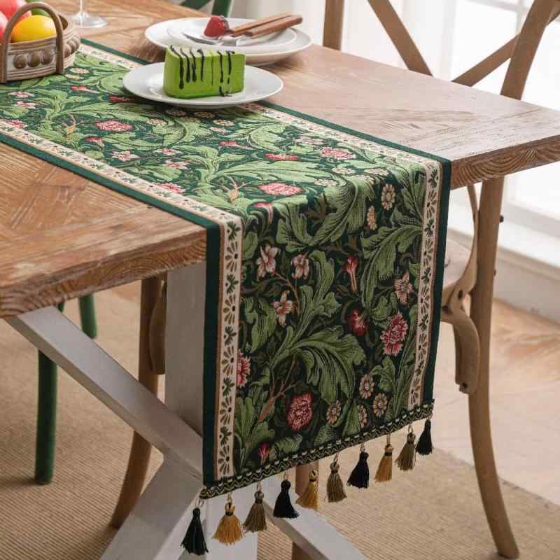 テーブルランナー アメリカン カントリー レトロ テーブルクロス 高級感 軽量 ハイエンド ジャカード生地 リビング キャビネット カバー ダイニング キャビネット 防塵