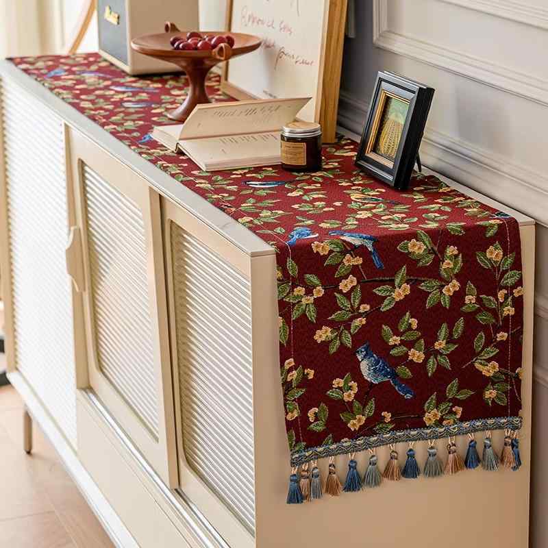 テーブルランナー 軽量 高級感 レトロ 赤 テーブル テーブルクロス リビングルーム キャビネット おし..