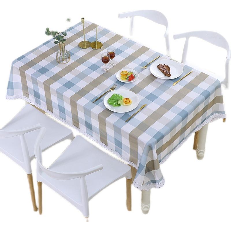 テーブルクロス 布 チェック柄 フリル 縁取り 防水 防火 綿麻 正方形 長方形 円卓 小さい 大きいサイズ テーブルデコ 北欧風 カジュアル 清潔感 家庭的