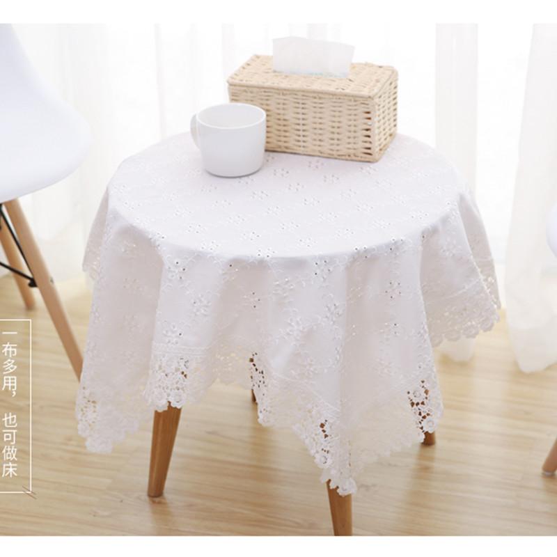 テーブルクロス コットン リネン さわやか 北欧風 ダイニング 刺繍 キャビネット シンプル モダン ホワイト レース