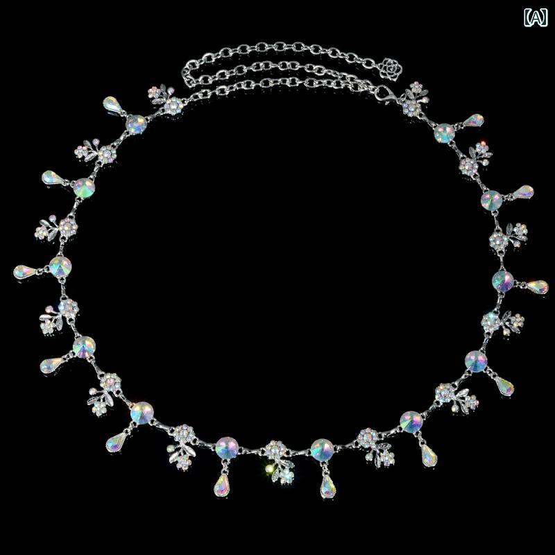 ベリーダンス ウエスト チェーン 素敵 クリスタル 小さい 梅の花 ラインストーン 調節可能 ヒップ ベル..