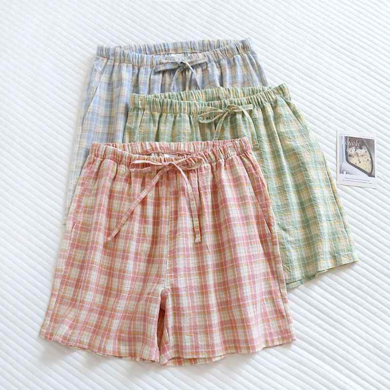 パジャマ ルームウェア 夏 薄手 ショートパンツ コットン 快適 レディース チェック柄 ゆったり 大きいサイズ 万能