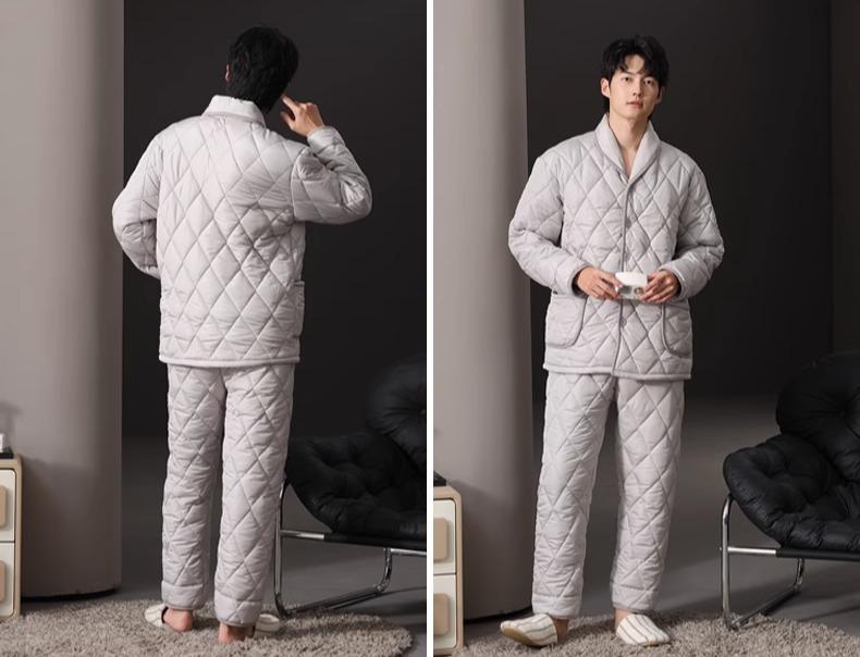 パジャマ ルームウェア メンズ 紳士服 部屋着 ナイトウェア おしゃれ モダン シック リラックス セットアップ 上下セット 厚手 暖かい 冬 防水 防風