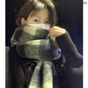 マフラー レトロ 黒白 チェック柄 スカーフ レディース 冬 韓国 スタイル 厚手 暖かい メンズ モヘア ファッション