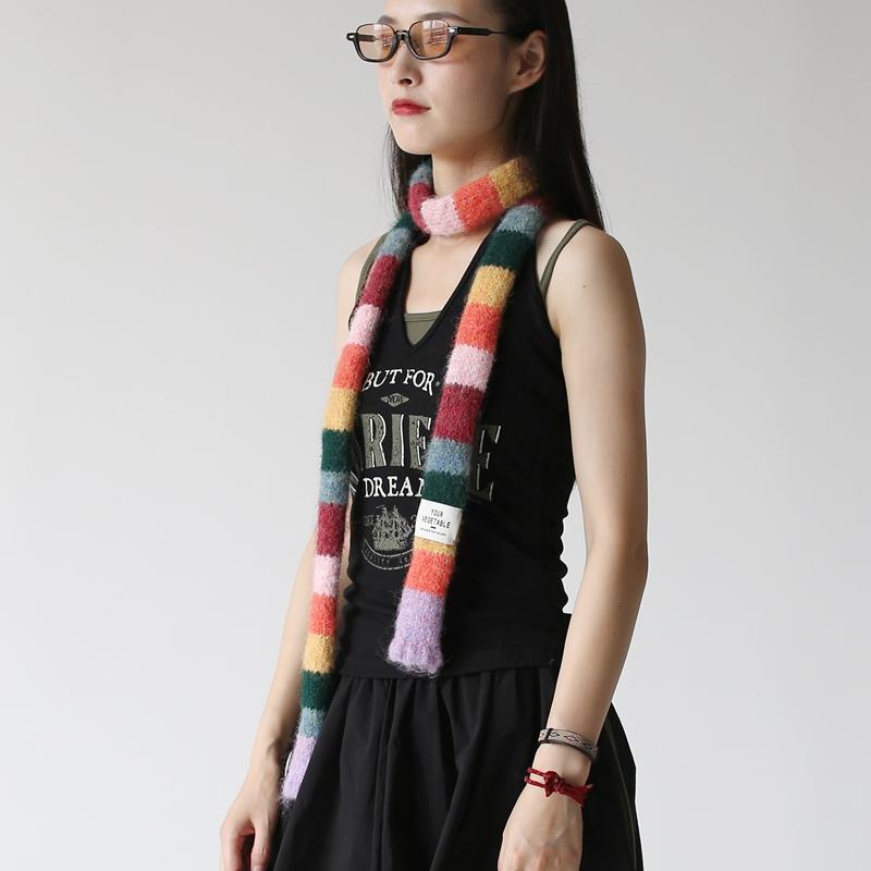 マフラー 秋冬 女性 男性 ウール カラフル 細い スカーフ レイヤード 衣装 保温 スタイリッシュ コーデ..