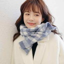 マフラー 韓国 ふわふわ ブルー ニット レーディス メンズ チェック柄 スカーフ 秋冬 厚手 暖かい ウール 日常使い 男女兼用 学生用