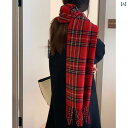 マフラー レディース ファッション 赤 チェック柄 冬 暖かい タッセル ショール ギフト スカーフ 韓国スタイル カシミヤ風 柔らかい 防寒 コーディネート ...