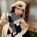 マフラー レディース ファッション 学生 ティーンエイジャー 秋冬 コントラストカラー チェック柄 韓国 スタイル 大きめ 厚手 ショール 暖かい スカーフ カ...