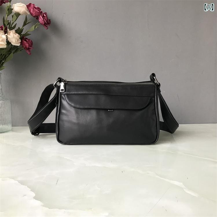 ショルダーバッグ レザー 普段使い 革 ユニセックス クロスボディバッグ 英国風 シンプル 万能 ブラック レトロ