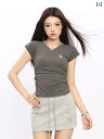 半袖ショートトップス Tシャツ レディース 夏 Vネック シンプル 無地 おしゃれ かわいい 万能アイテム 韓国 ファッション モテ服 女子力アップ 日常使い 仕事 レジャー お出かけ デート