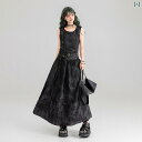 レディース 絞り染め ワンピース フレアスカート ロング ブラック ドレス 秋 スタッズ レース Uネック モダン シック おしゃれ かわいい 韓国 モテ服 スタイルアップ 式典 パーティー イベント 日常使い