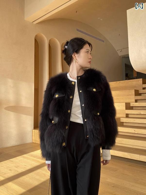 女性用 冬 ショート エレガント 韓国 ファー ファッション 上品 コート トレンド レディース ラウンドネック 厚手 おしゃれ フェミニン 大人っぽい