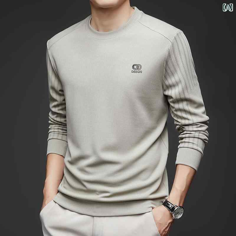 男性用 長袖 Tシャツ 春秋 ストライプ レディース メンズ ファッション カジュアル ラウンドネック レイヤリング トップス 上品