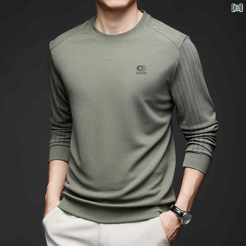 男性用 長袖 Tシャツ 春秋 ストライプ レディース メンズ ファッション カジュアル ラウンドネック レイヤリング トップス 上品