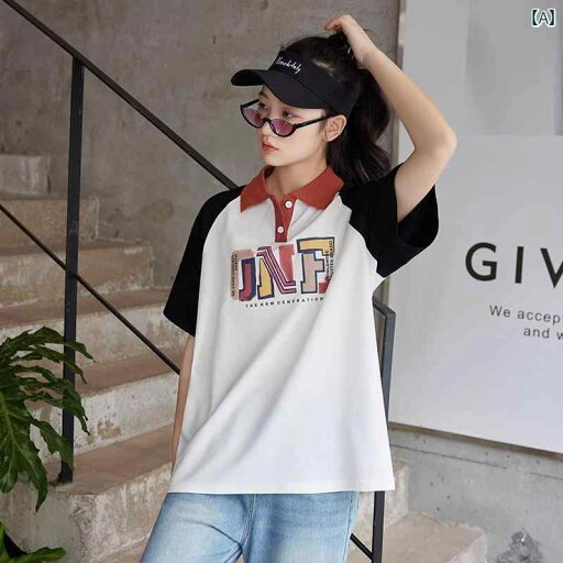 レディース ファッション ガール ワンピース 高校生 中学生 POLO襟 半袖 Tシャツ 夏服 大きいサイズ 子供用 ゆったり トップス 2点セット レディース ファッション ガール ワンピース 高校生 中学生 POLO襟 半袖 Tシャツ 夏服 大きいサイズ 子供用 ゆったり トップス 2点セット
