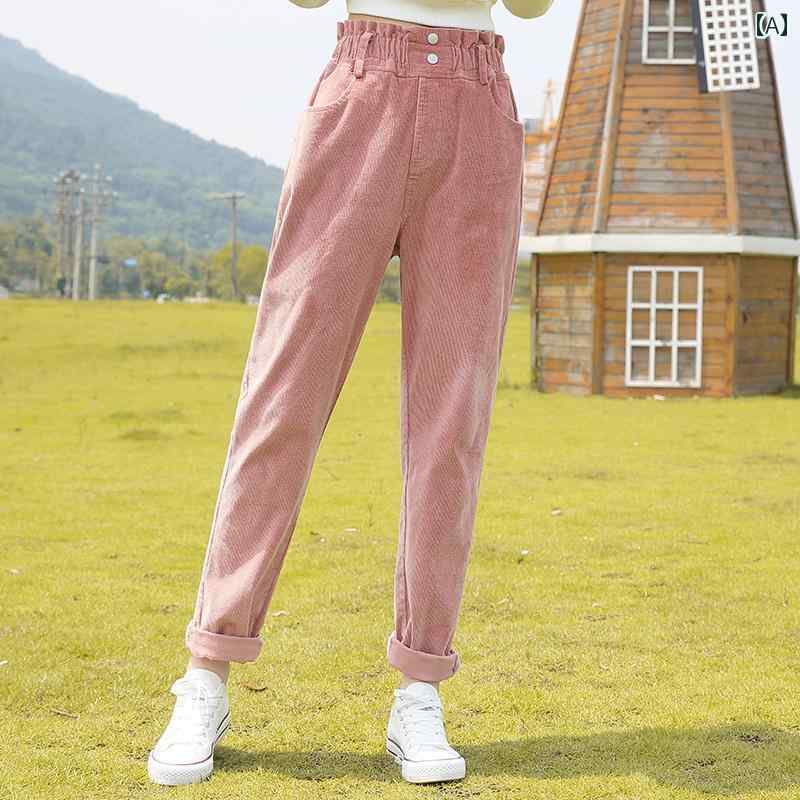 パンツ コーデュロイパンツ ストレートパンツ 高校生 中学生 ゆったり カジュアル シンプル 通学 ホームウエア 休日 ガールズ レディース