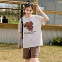 レディース ファッション ガールズ トップス 女の子 夏 半袖 Tシャツ 中学生 高校生 半袖 子供 クマ スーツ
